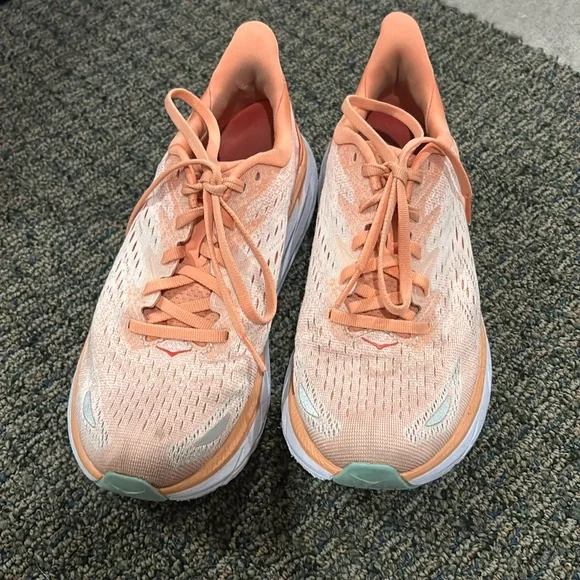 Hoka Women's Athletic Shoes in Peach and White - Picture 3 of 6